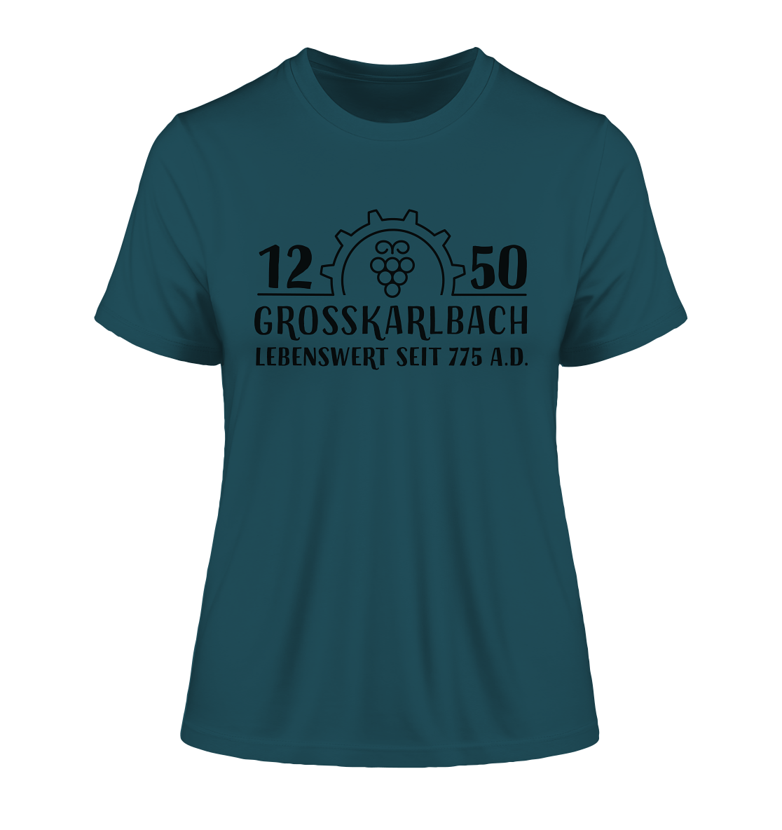 1250 Jahre Grosskarlbach Logo Schwarz  - Fitted Ladies Organic Shirt